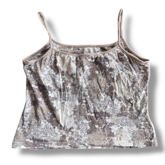 Vintage Y2K Jennifer Moore Tan Beige Floral Cropped Tank Top Women’s Size Large - Picture 2 of 15